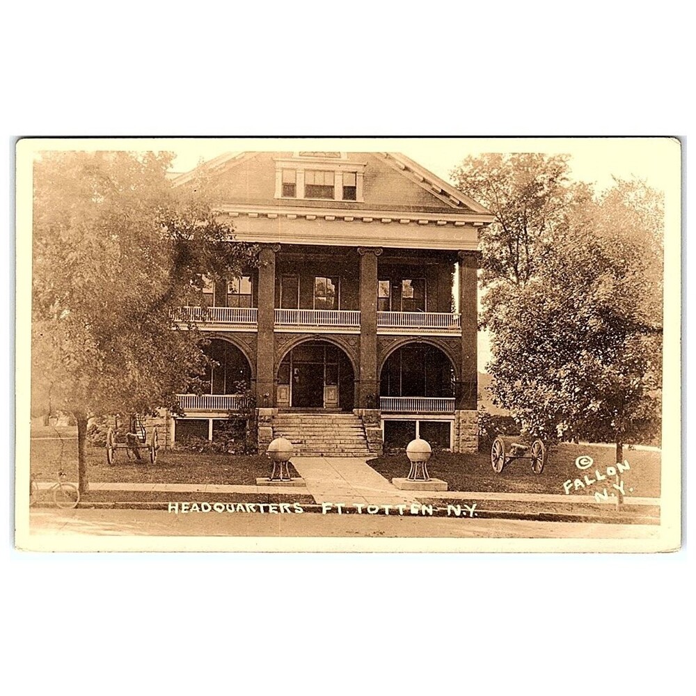 RPPC Headquarters Building Fort Totten NY Coast Artillery Postcard ca 1910